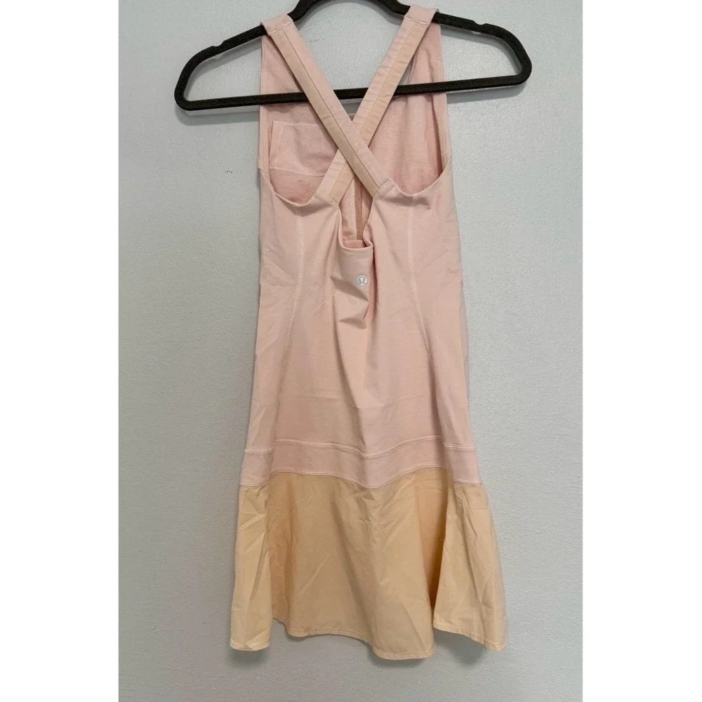 Lululemon Athletica Pink Tan Tennis Dress Racerback Built-in Shorts Athleisure 4